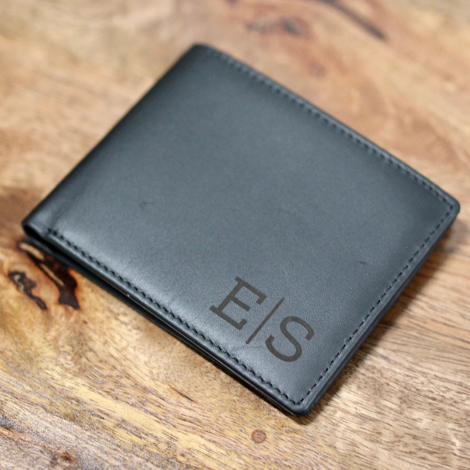 Personalized Leather Wallet, Custom Engraved Men’s Bifold Wallet, Photo Text Logo Gift for Dad Husband Boyfriend