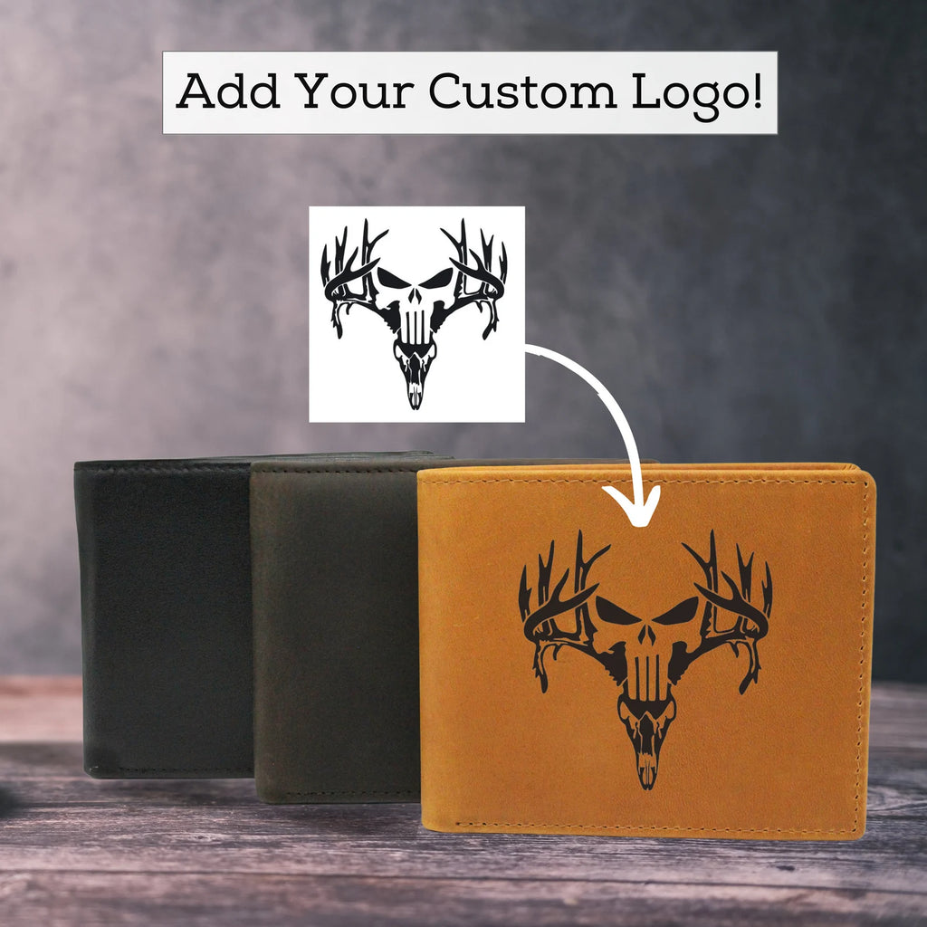 Personalized Leather Wallet, Custom Engraved Men’s Bifold Wallet, Photo Text Logo Gift for Dad Husband Boyfriend