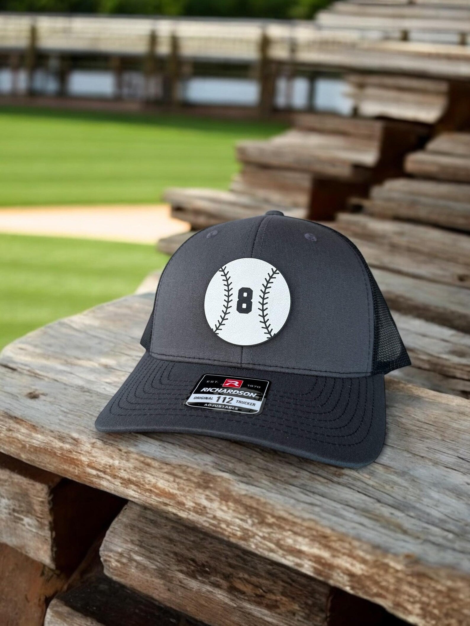 Baseball Trucker Hat, Leather Patch Baseball Cap, Adjustable Sports Mesh Back Hat