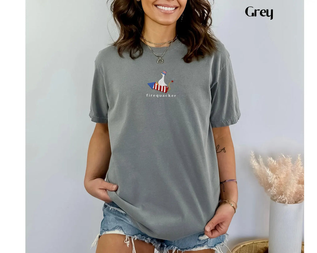 Silly Goose 4th of July Embroidered Tee, Funny Patriotic Shirt