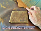 Custom Engraved Full Grain Leather Wallet, Personalized Men’s Photo Wallet, Handmade Bifold Gift for Dad