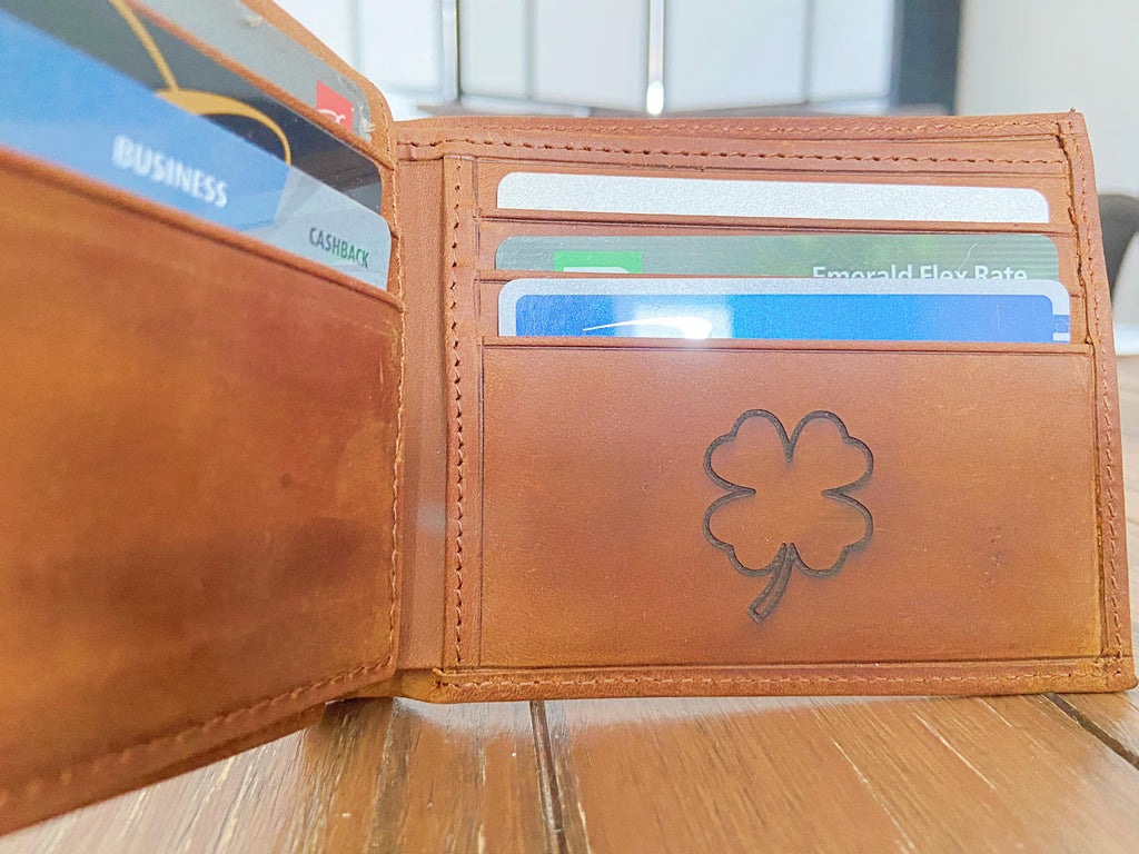 Custom Engraved Full Grain Leather Wallet, Personalized Men’s Photo Wallet, Handmade Bifold Gift for Dad
