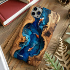 Faux Wood Koi River Phone Case