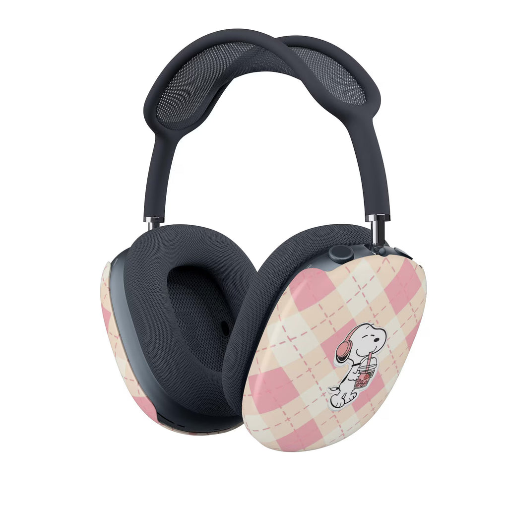 Cute Pink Plaid Earbuds Case