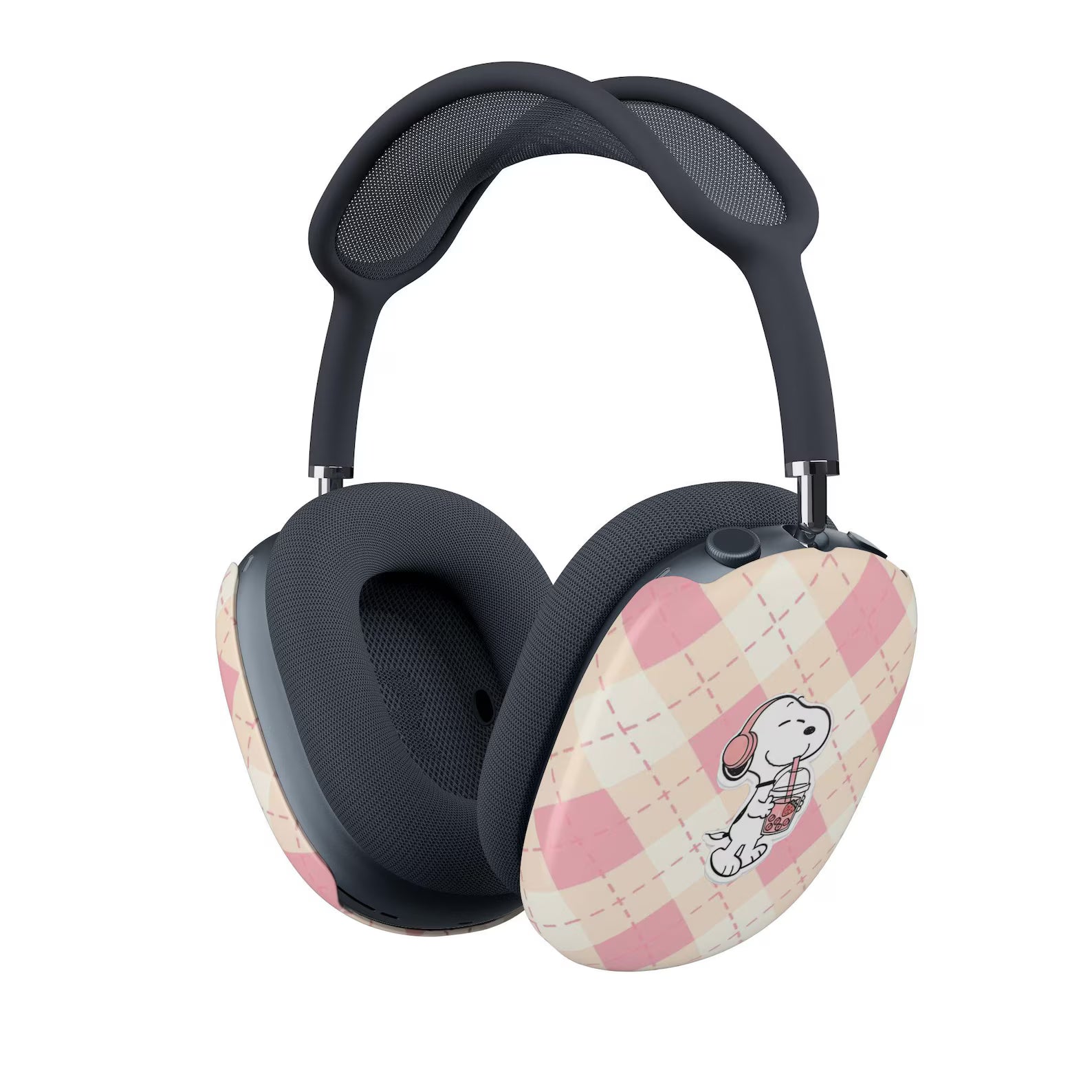 Cute Pink Plaid Earbuds Case
