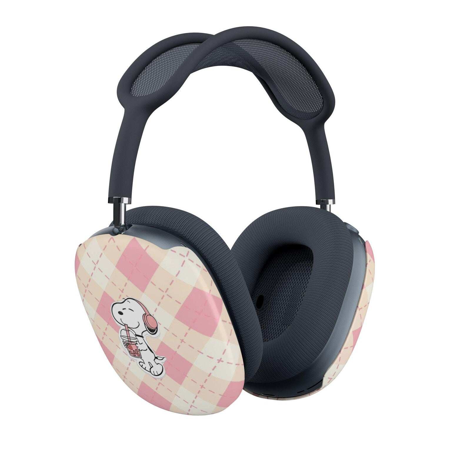 Cute Pink Plaid Earbuds Case