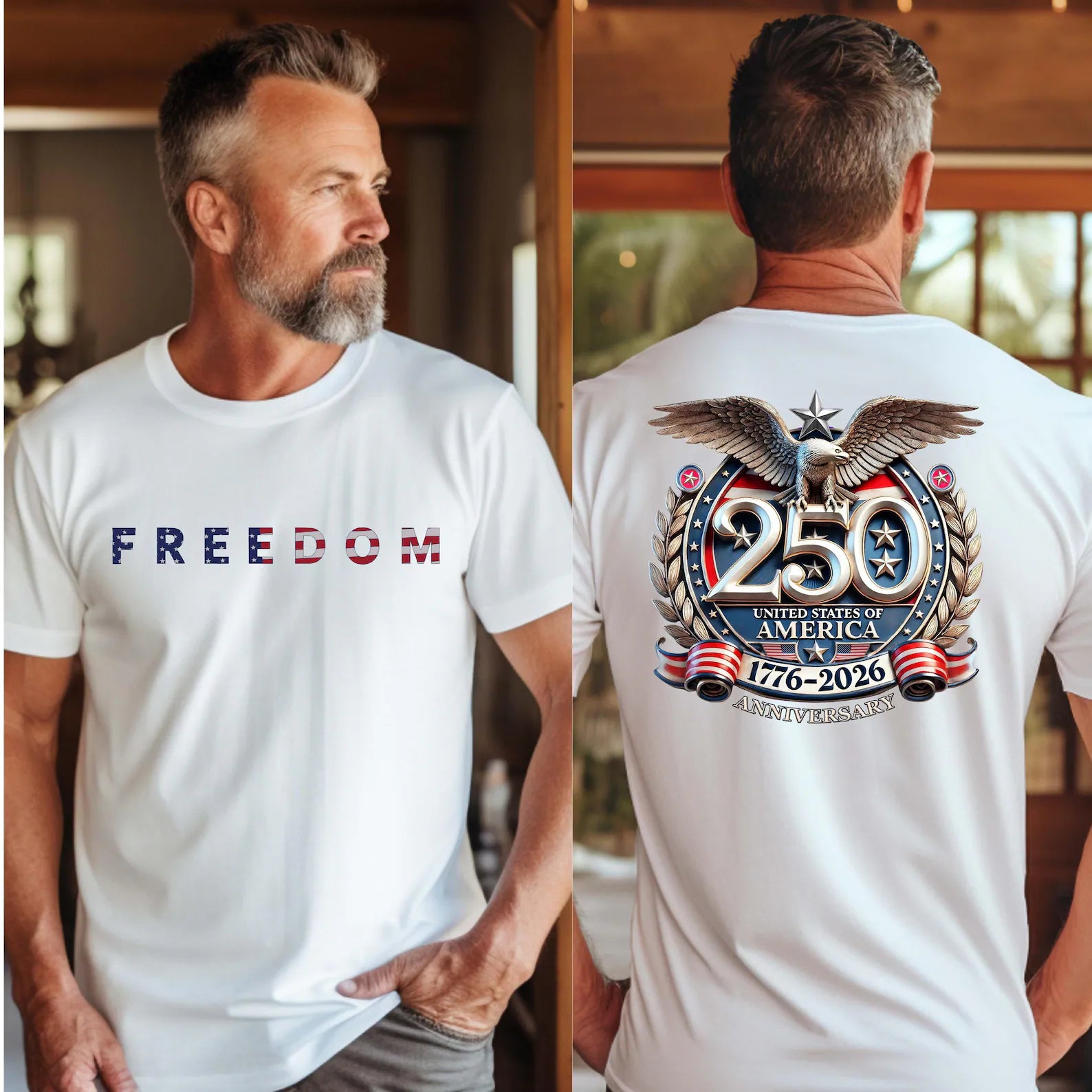 Freedom 250th Anniversary Graphic Sweatshirt, 1776–2026 USA Patriotic Eagle Shirt, Unisex Americana Pullover
