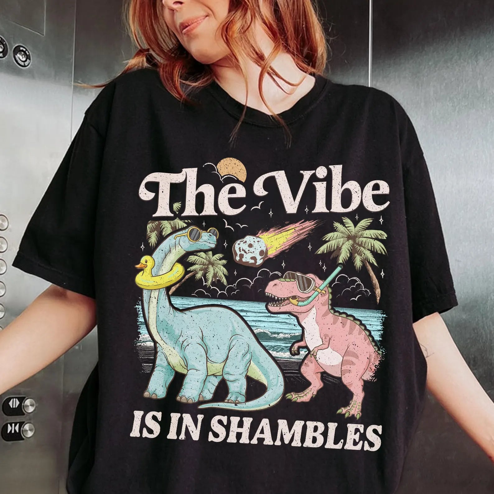 THE VIBE IS IN SHAMBLES T-SHIRT – FUNNY DINOSAUR SWEATSHIRT