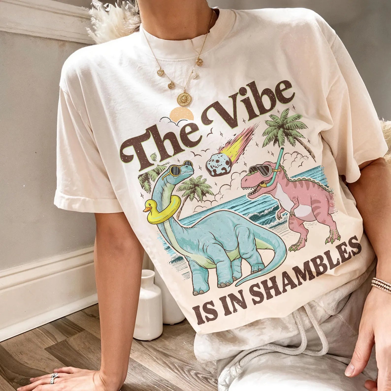 THE VIBE IS IN SHAMBLES T-SHIRT – FUNNY DINOSAUR SWEATSHIRT