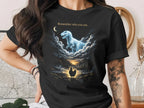 Inspirational Dinosaur Graphic T-Shirt, Moonlight Dino Dream Tee, Unisex Animal Fantasy Shirt