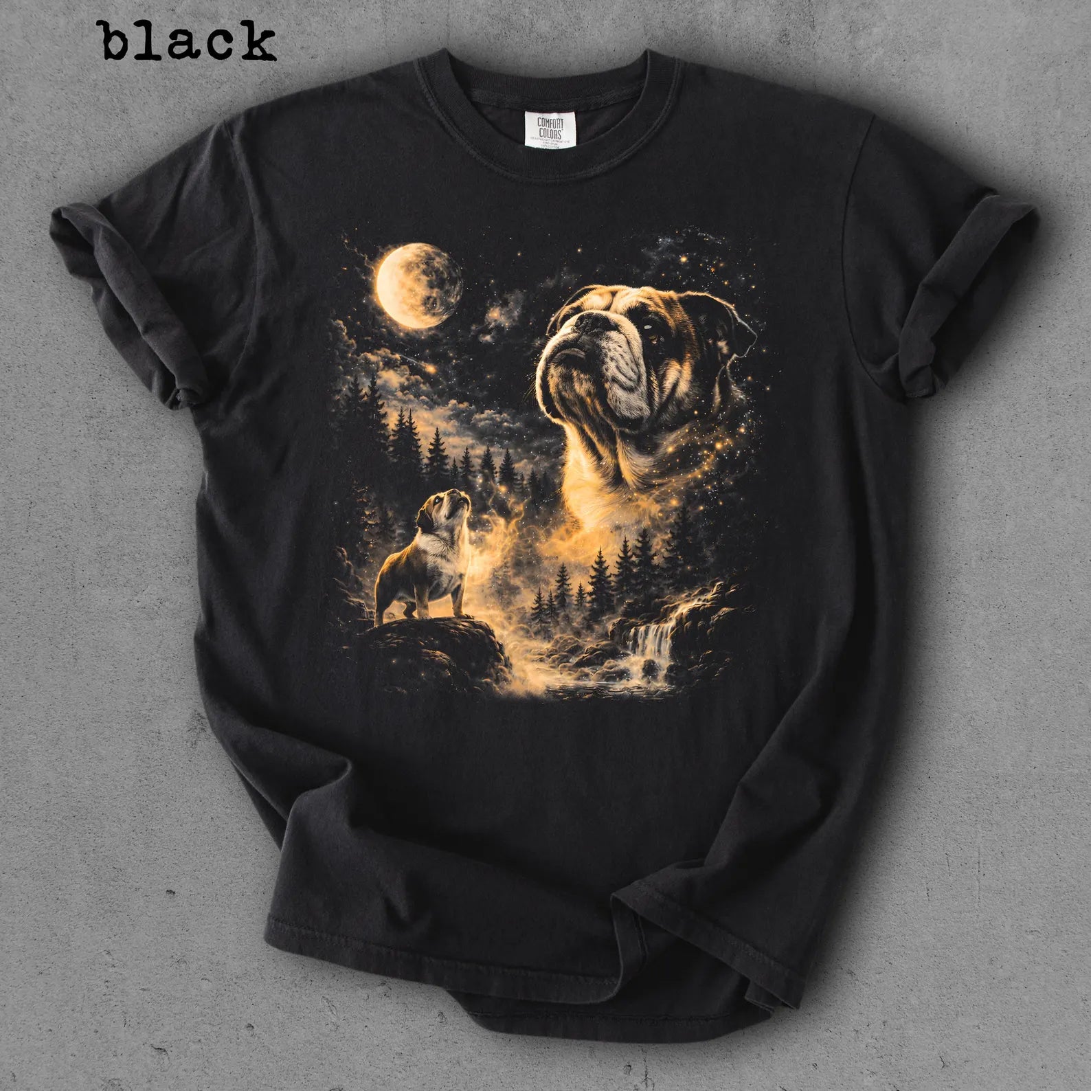 Bulldog Memorial Graphic T-Shirt, Moonlight Dog Spirit Tee, Pet Lover Remembrance Shirt