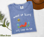 Funny Wake Up Graphic T-Shirt, Cute Worm Garden Humor Tee, Unisex Adult Humor Shirt