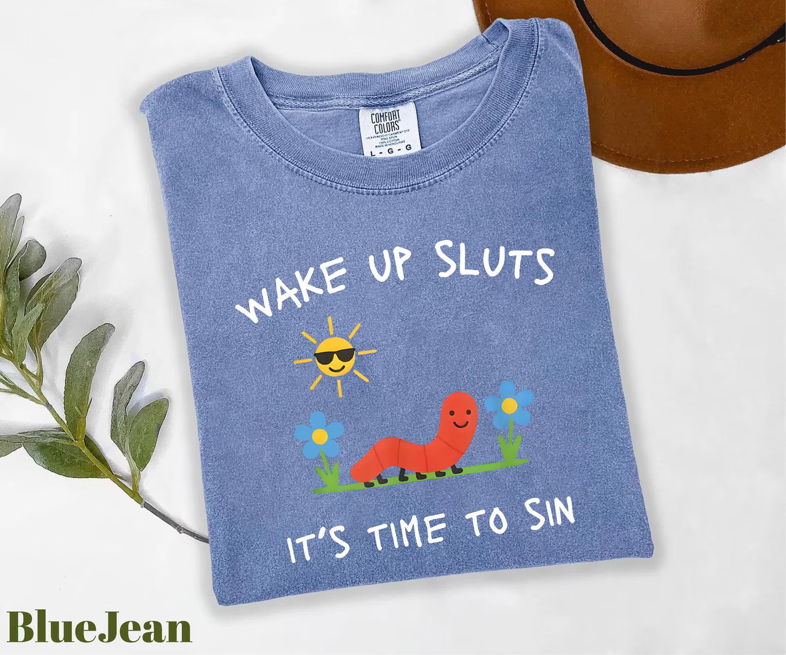 Funny Wake Up Graphic T-Shirt, Cute Worm Garden Humor Tee, Unisex Adult Humor Shirt