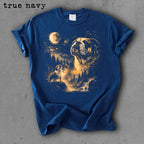 Bulldog Memorial Graphic T-Shirt, Moonlight Dog Spirit Tee, Pet Lover Remembrance Shirt