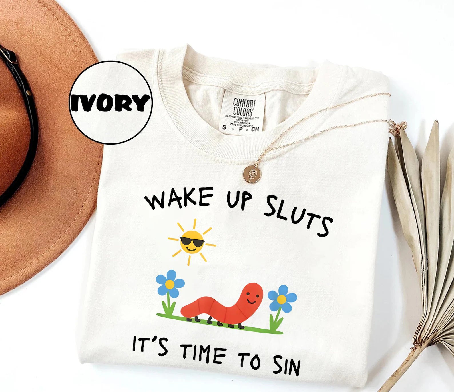 Funny Wake Up Graphic T-Shirt, Cute Worm Garden Humor Tee, Unisex Adult Humor Shirt