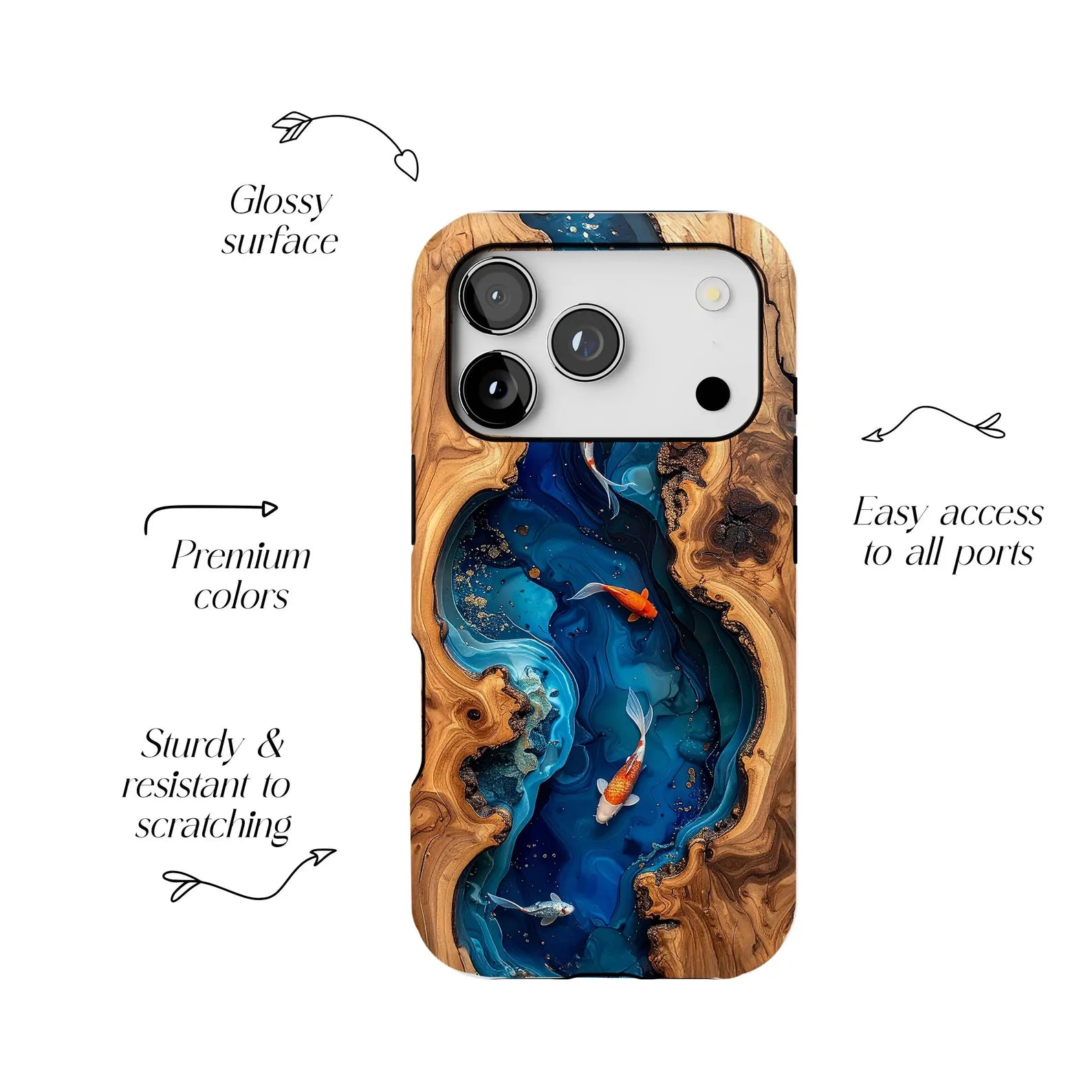 Faux Wood Koi River Phone Case