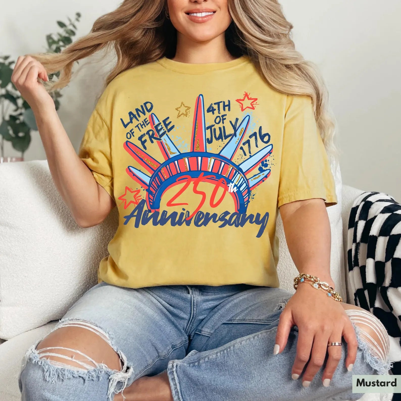 Liberty Crown 250th Anniversary Graphic T-Shirt, 4th of July Patriotic Tee, Unisex USA Celebration Shirt