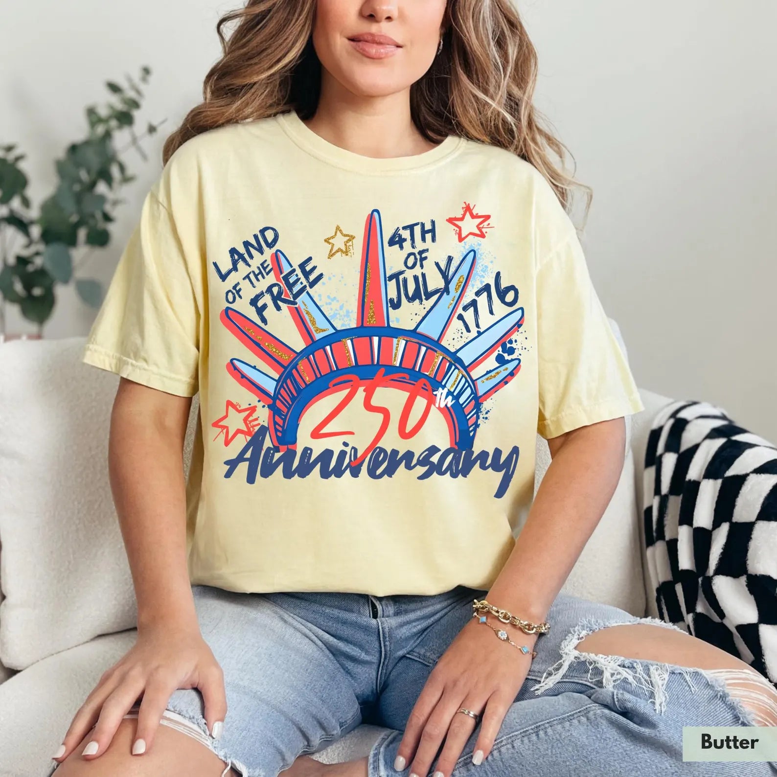 Liberty Crown 250th Anniversary Graphic T-Shirt, 4th of July Patriotic Tee, Unisex USA Celebration Shirt