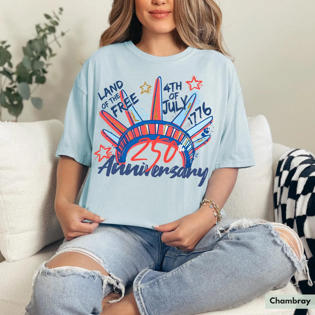 Liberty Crown 250th Anniversary Graphic T-Shirt, 4th of July Patriotic Tee, Unisex USA Celebration Shirt