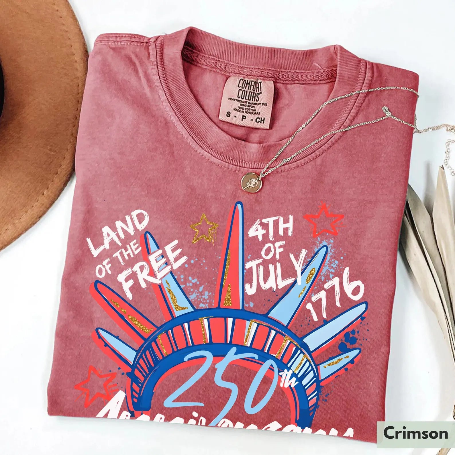 Liberty Crown 250th Anniversary Graphic T-Shirt, 4th of July Patriotic Tee, Unisex USA Celebration Shirt