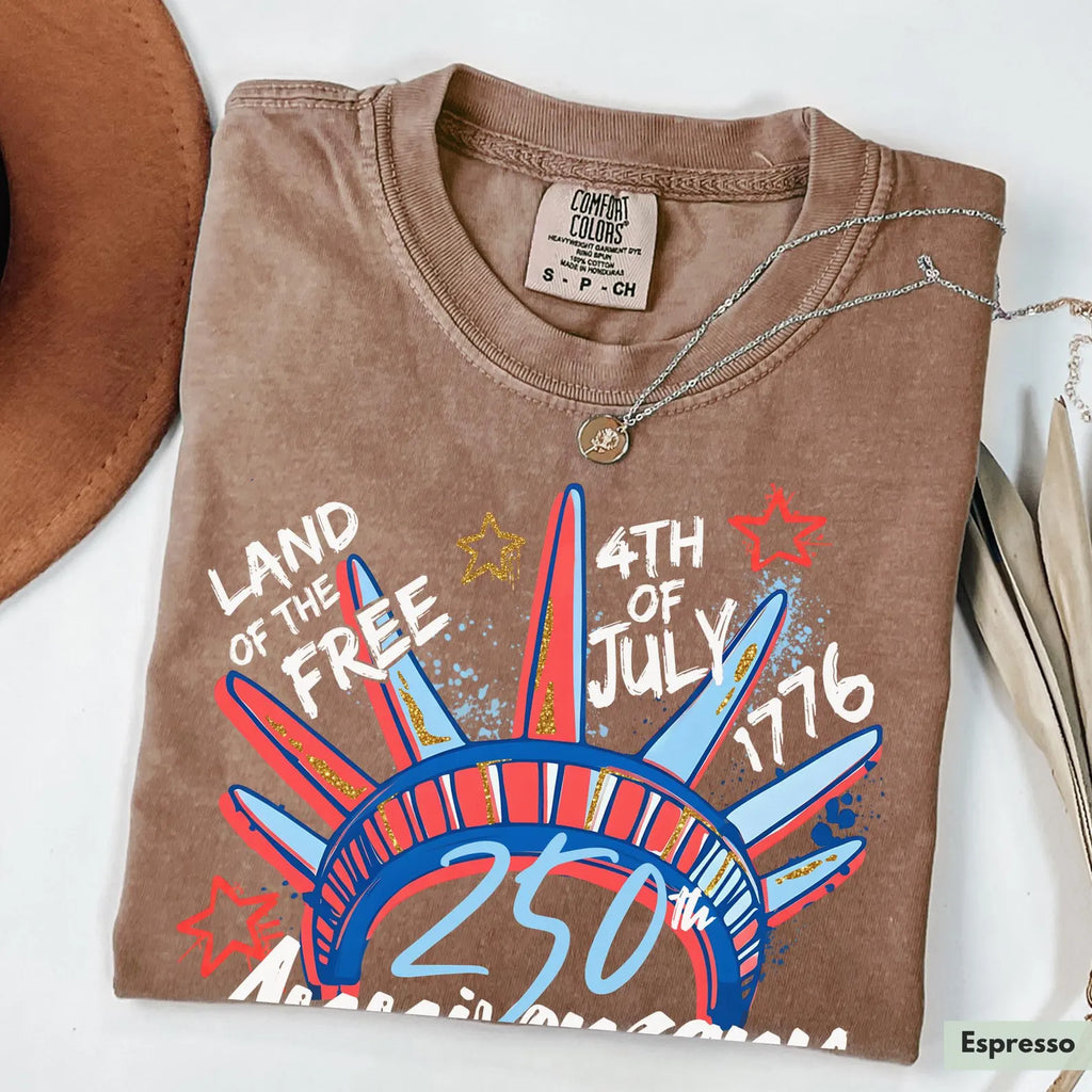 Liberty Crown 250th Anniversary Graphic T-Shirt, 4th of July Patriotic Tee, Unisex USA Celebration Shirt