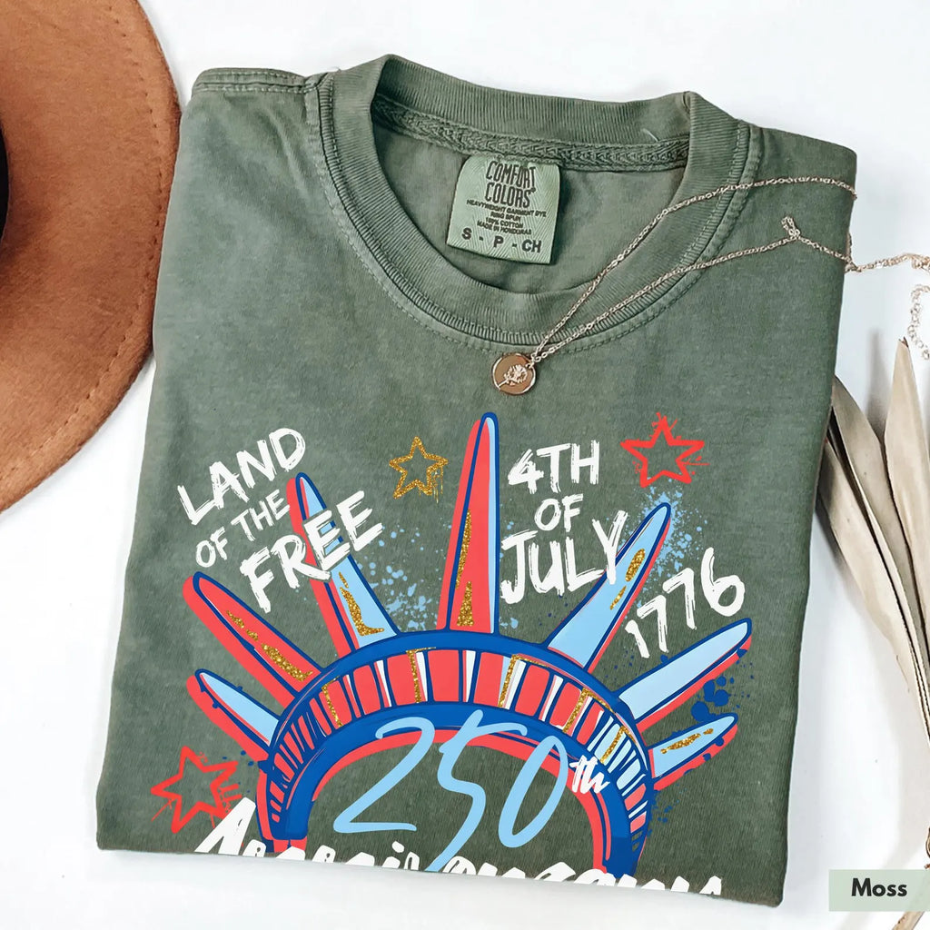 Liberty Crown 250th Anniversary Graphic T-Shirt, 4th of July Patriotic Tee, Unisex USA Celebration Shirt
