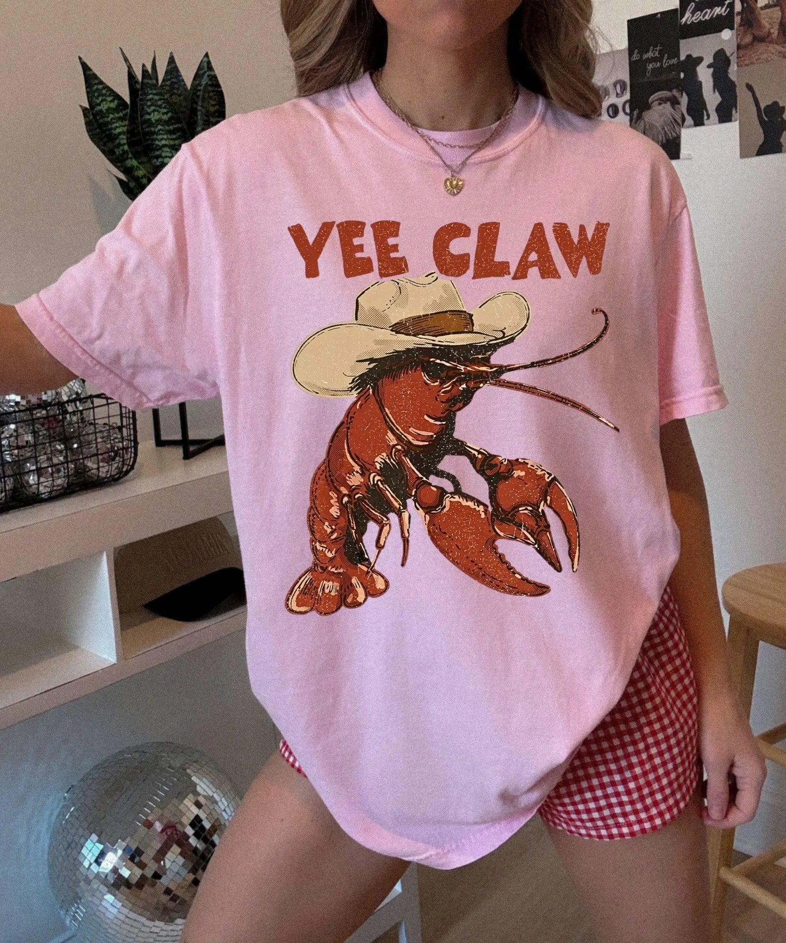 Lobster Cowboy Shirt, Coastal Summer Graphic Tee