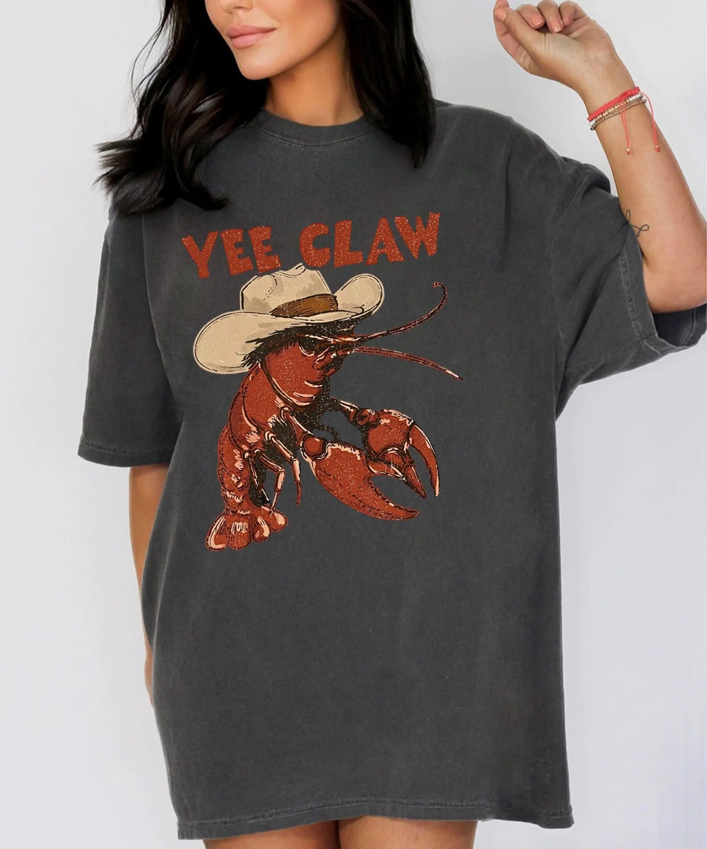 Lobster Cowboy Shirt, Coastal Summer Graphic Tee
