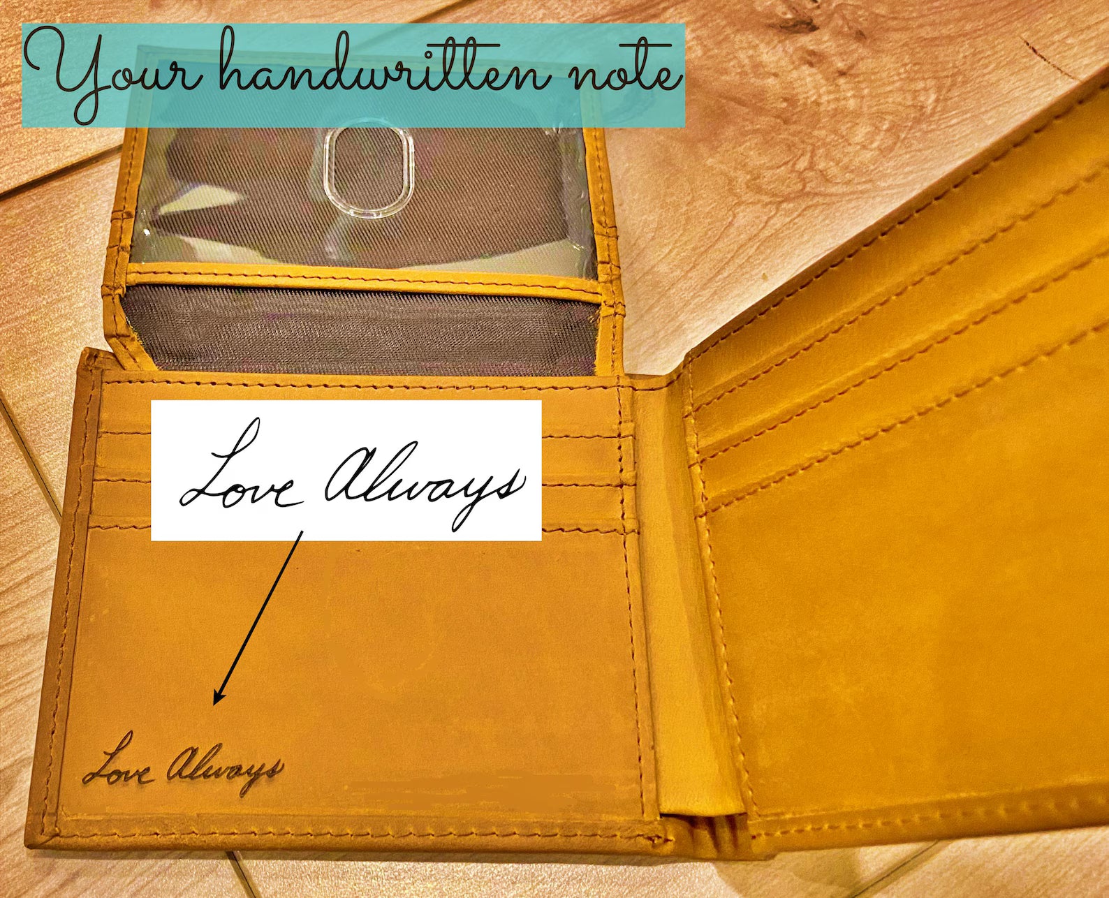 Custom Engraved Full Grain Leather Wallet, Personalized Men’s Photo Wallet, Handmade Bifold Gift for Dad
