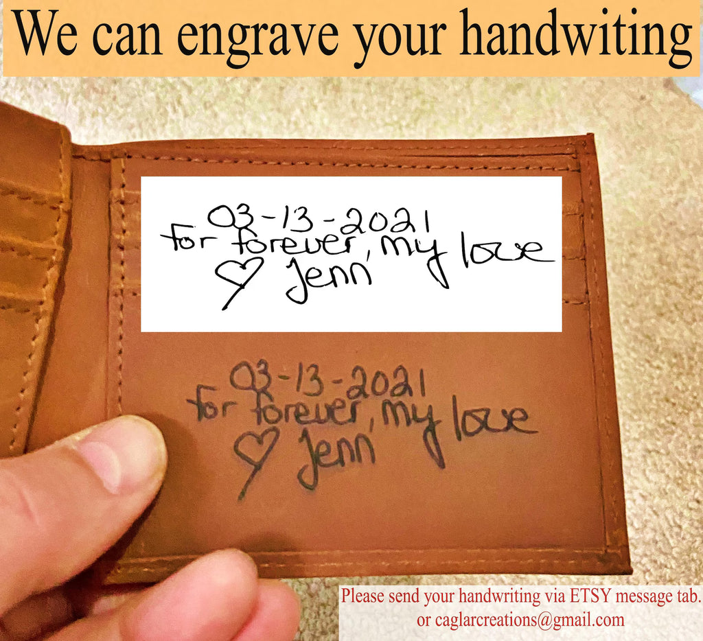 Custom Engraved Full Grain Leather Wallet, Personalized Men’s Photo Wallet, Handmade Bifold Gift for Dad