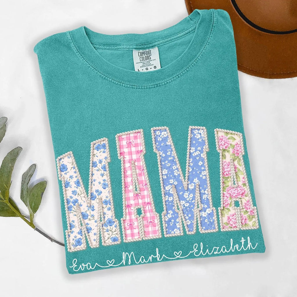 Personalized Mama Shirt, Custom Kids Names Floral Tee