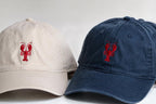 Embroidered Lobster Dad Hat, Coastal Seafood Baseball Cap, Unisex Vintage Washed Summer Hat