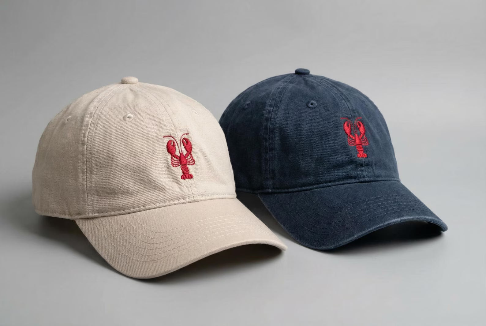 Embroidered Lobster Dad Hat, Coastal Seafood Baseball Cap, Unisex Vintage Washed Summer Hat