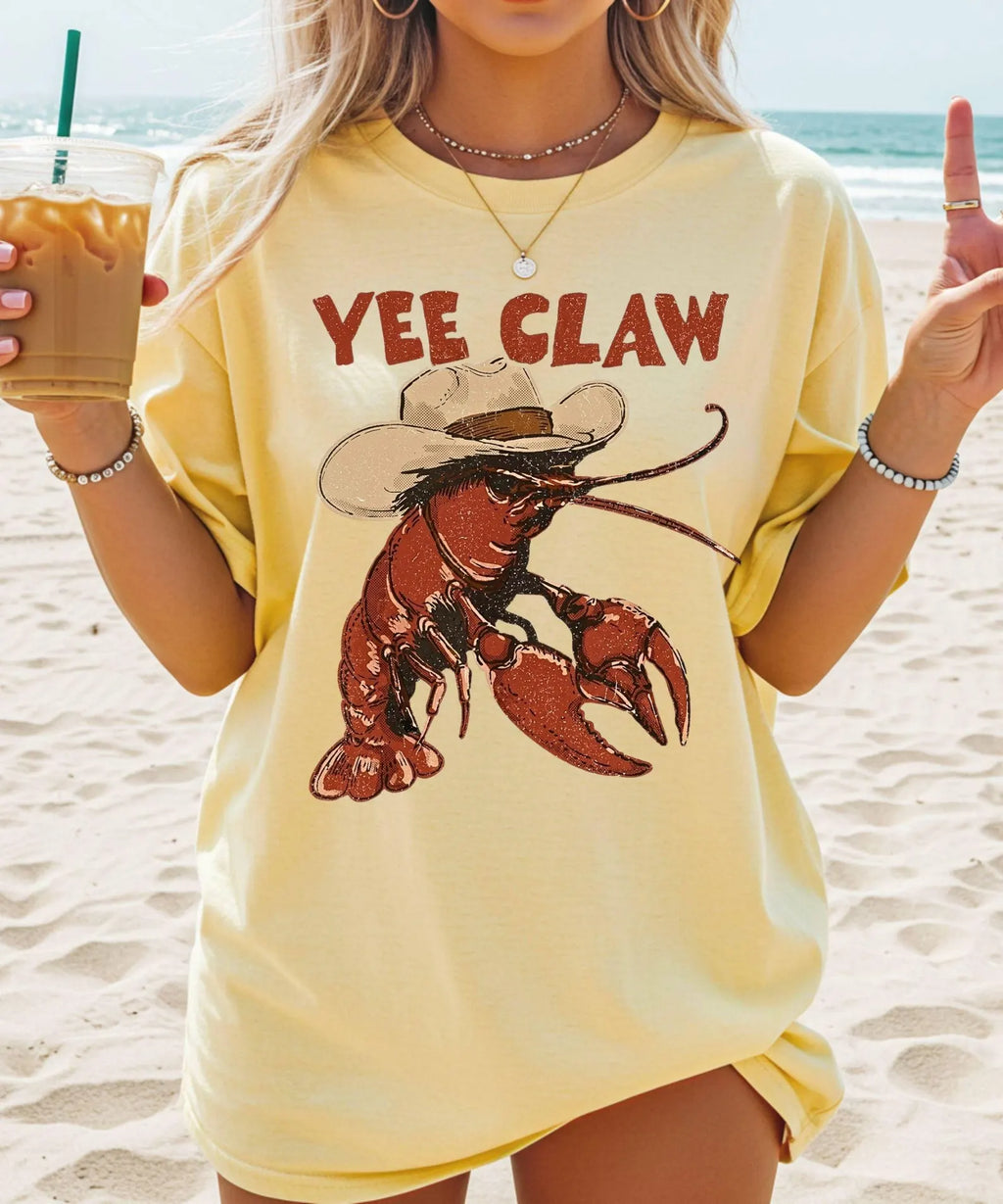 Lobster Cowboy Shirt, Coastal Summer Graphic Tee