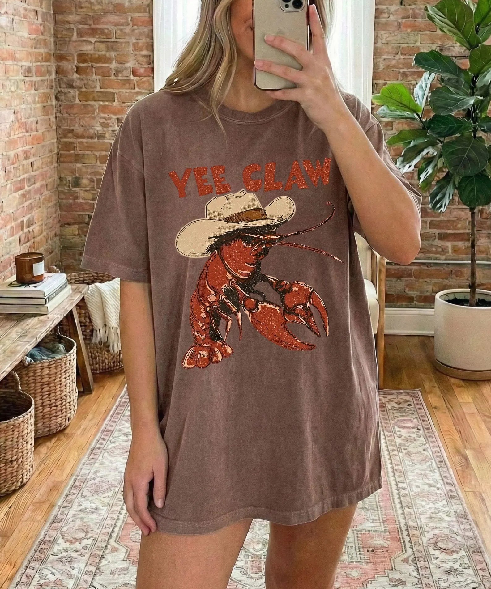 Lobster Cowboy Shirt, Coastal Summer Graphic Tee