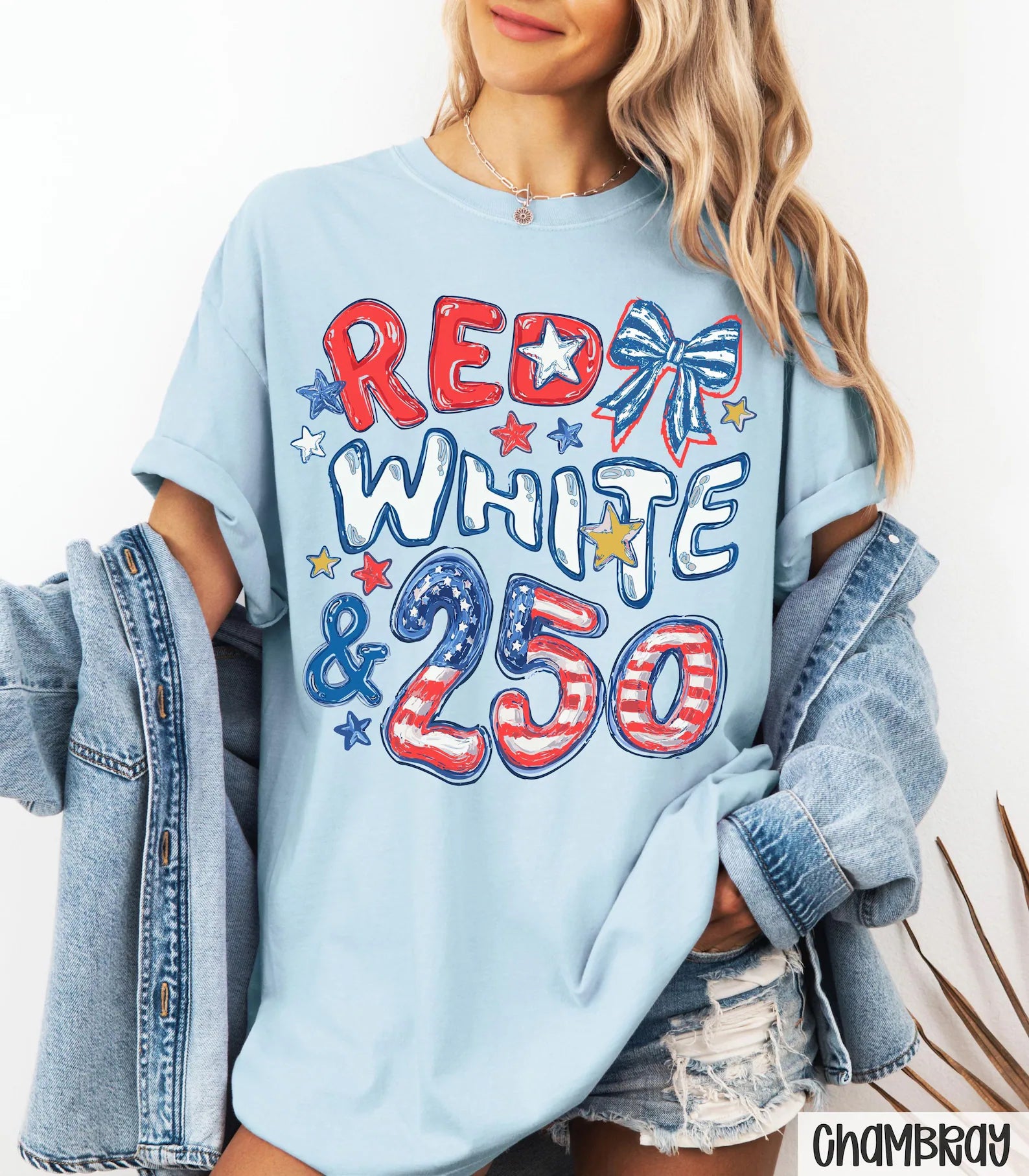 Red White &amp; 250 T-Shirt – Patriotic 250th Anniversary Graphic Tee