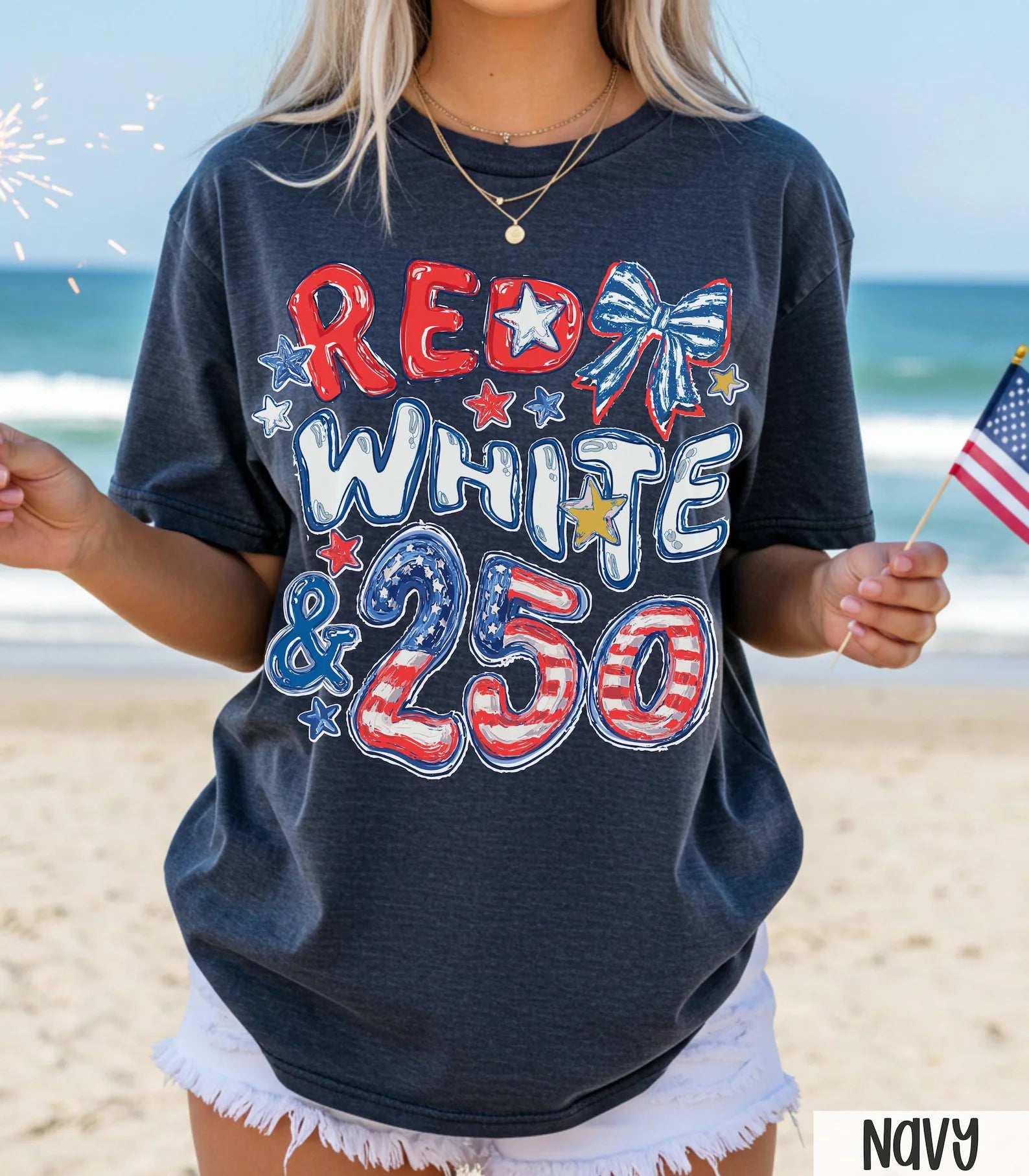 Red White &amp; 250 T-Shirt – Patriotic 250th Anniversary Graphic Tee