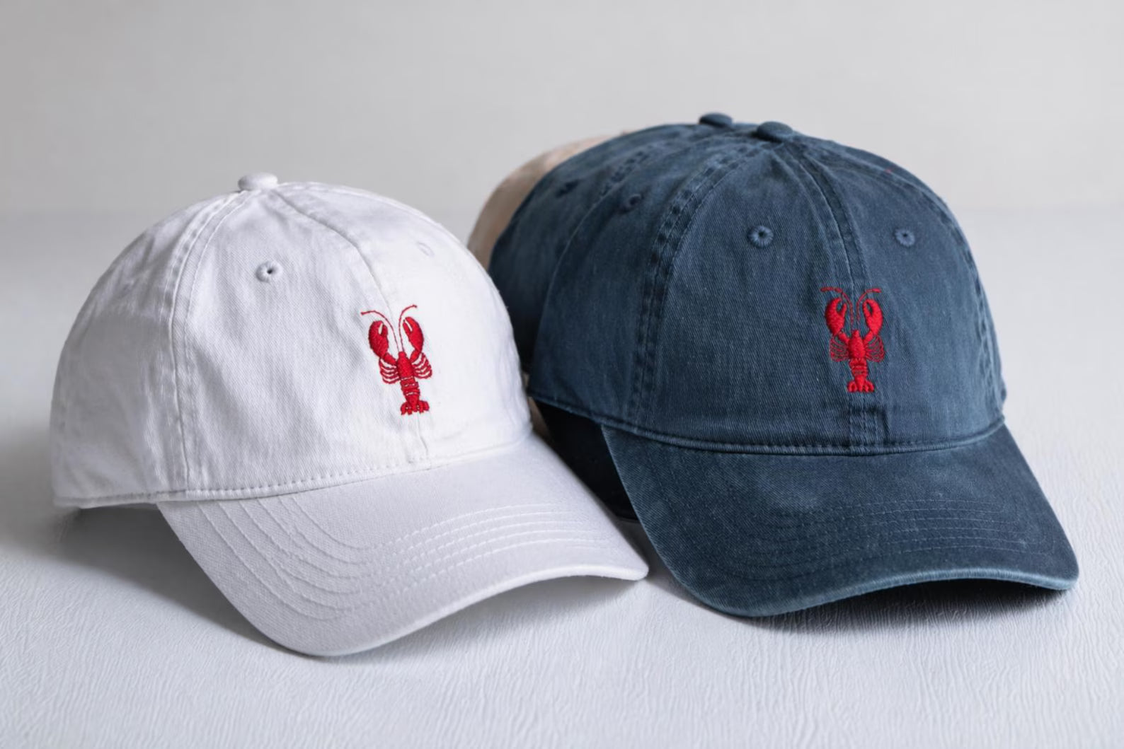 Embroidered Lobster Dad Hat, Coastal Seafood Baseball Cap, Unisex Vintage Washed Summer Hat