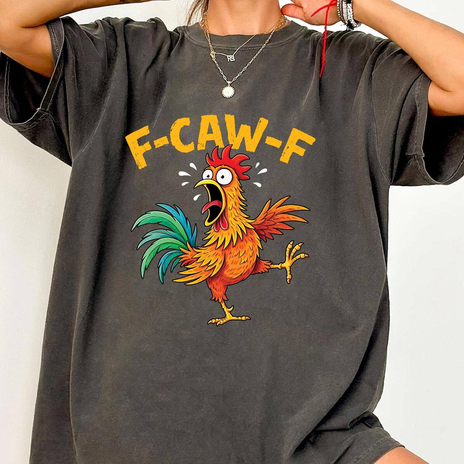 Funny Easter Chicken Shirt – “F Caw F” Tee