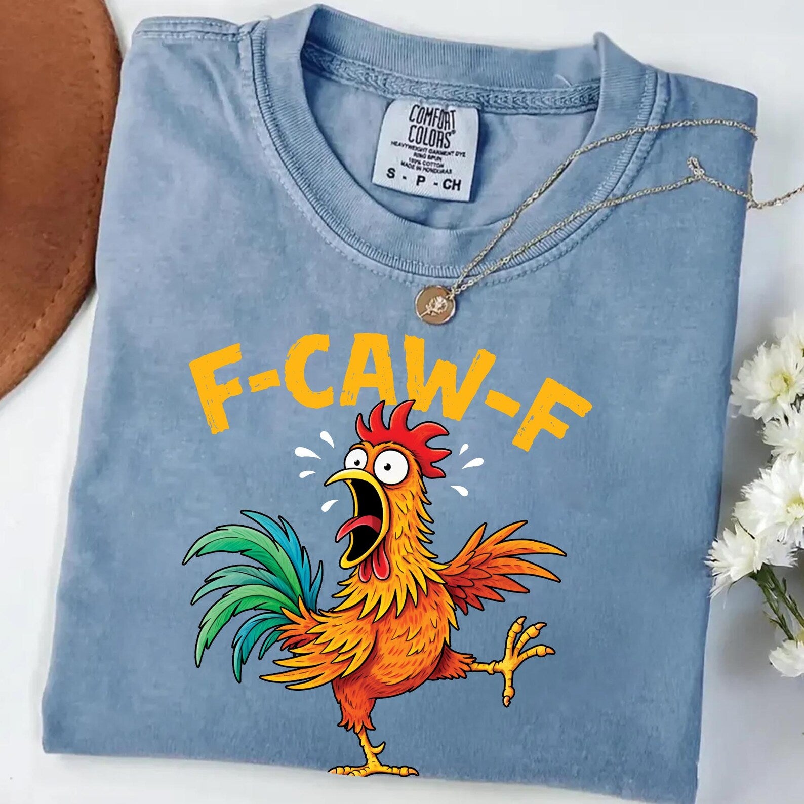 Funny Easter Chicken Shirt – “F Caw F” Tee