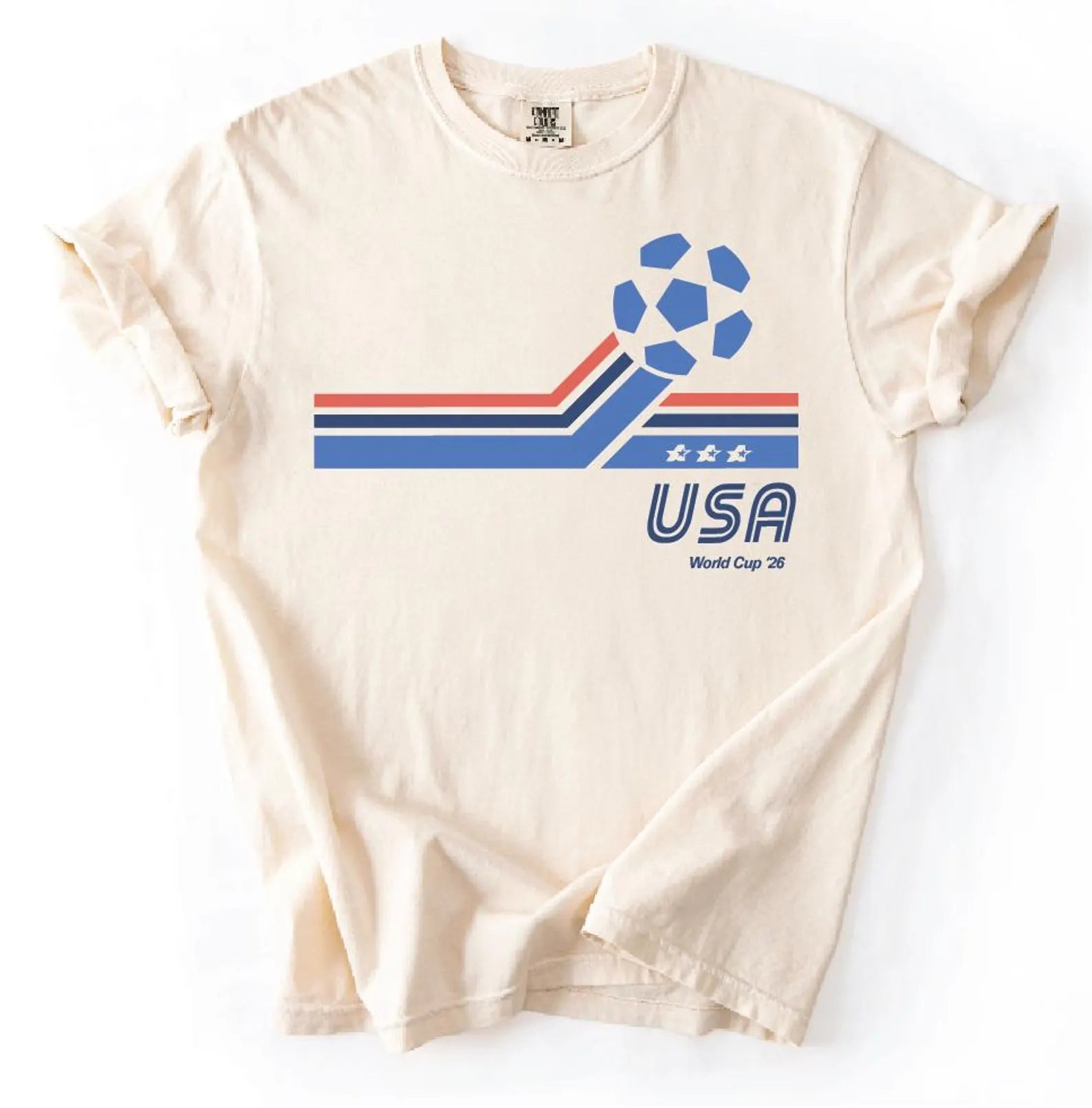 Retro Soccer Shirt, Red White Blue Football Tee, Vintage Sports Graphic T-Shirt