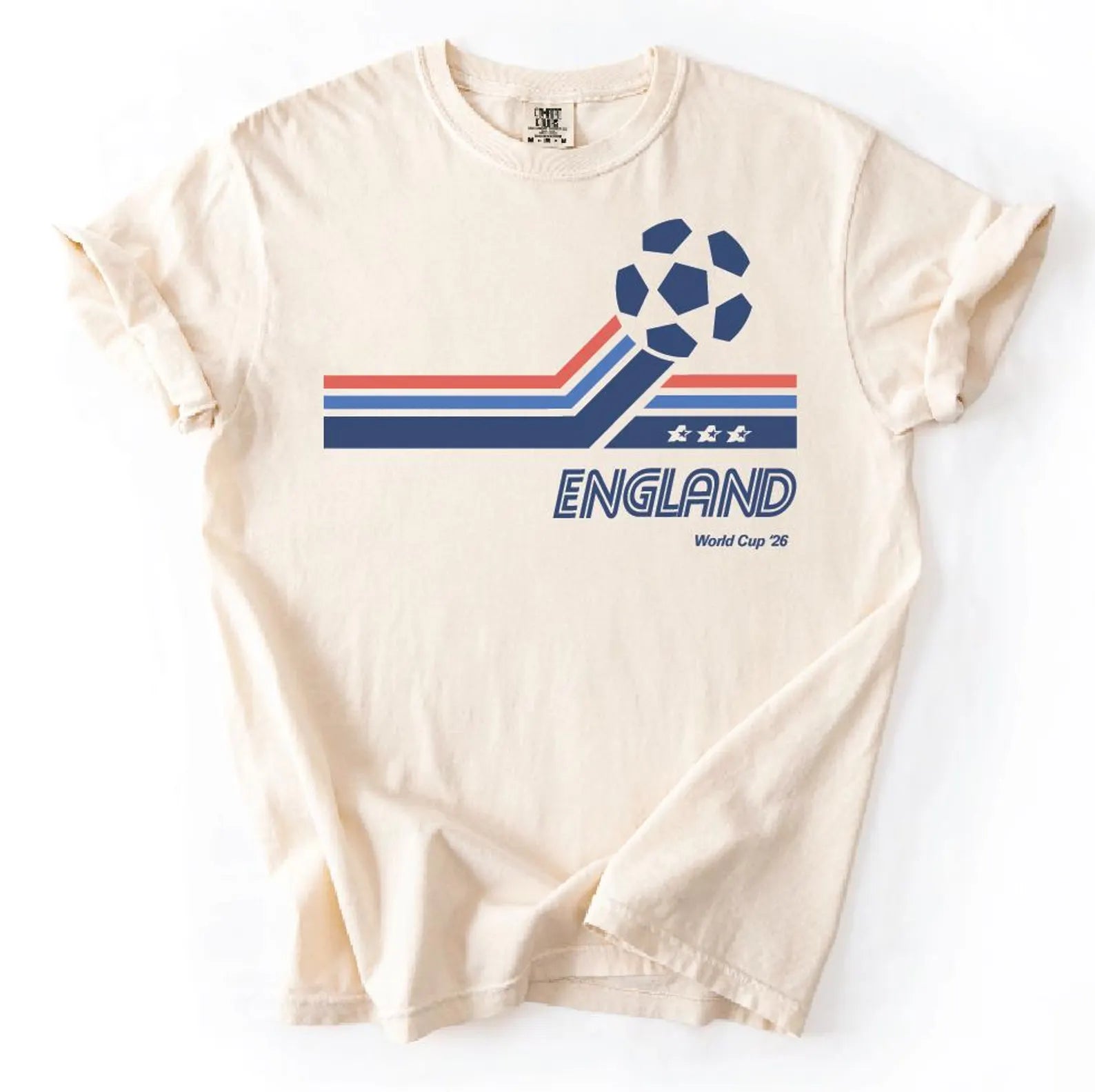 Retro Soccer Shirt, Red White Blue Football Tee, Vintage Sports Graphic T-Shirt