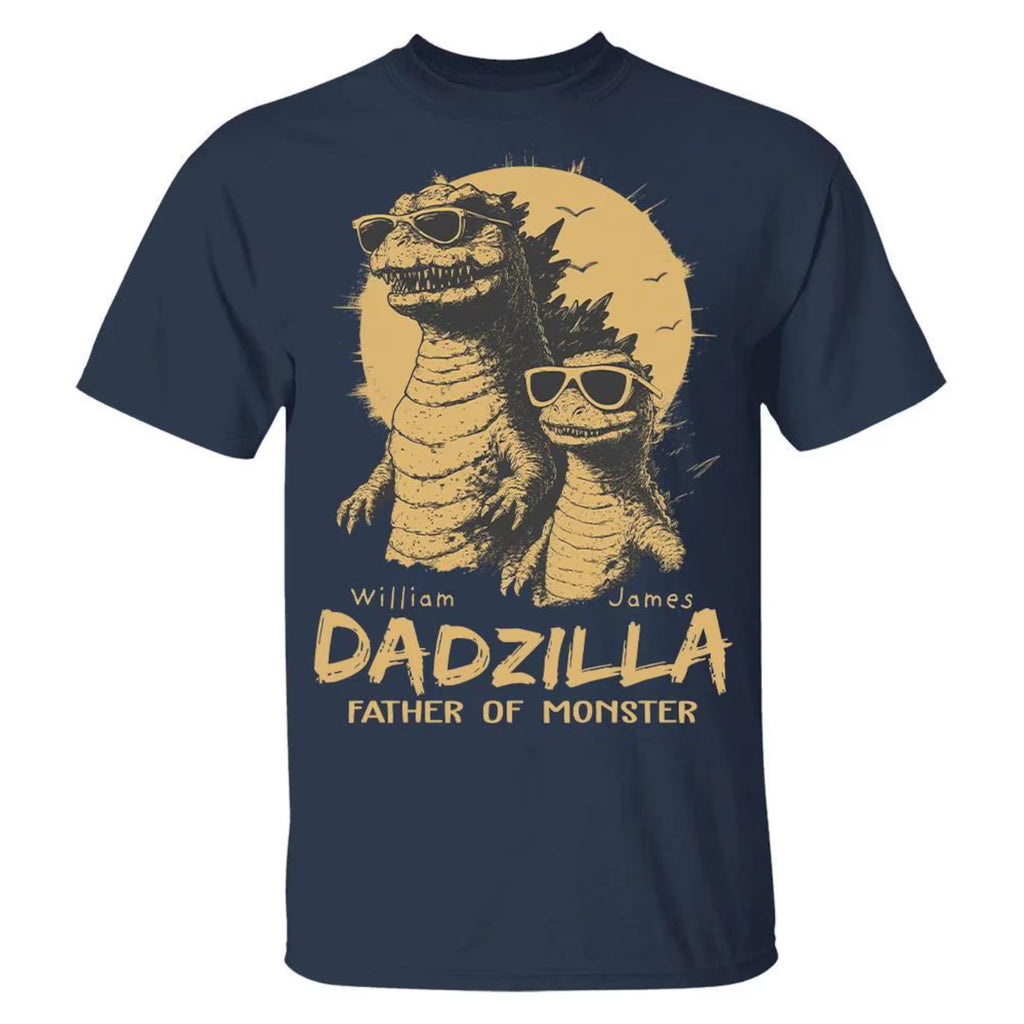 Personalized Dadzilla T-Shirt Father Day Gifts for Dad Funny Papa Tshirt Cool Daddy Dinosaur Tee