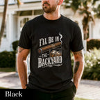 Backyard Lounge Graphic T-Shirt, Cigar Whiskey Tee, Funny Dad Outdoor BBQ Shirt, Casual Men’s Summer Tee
