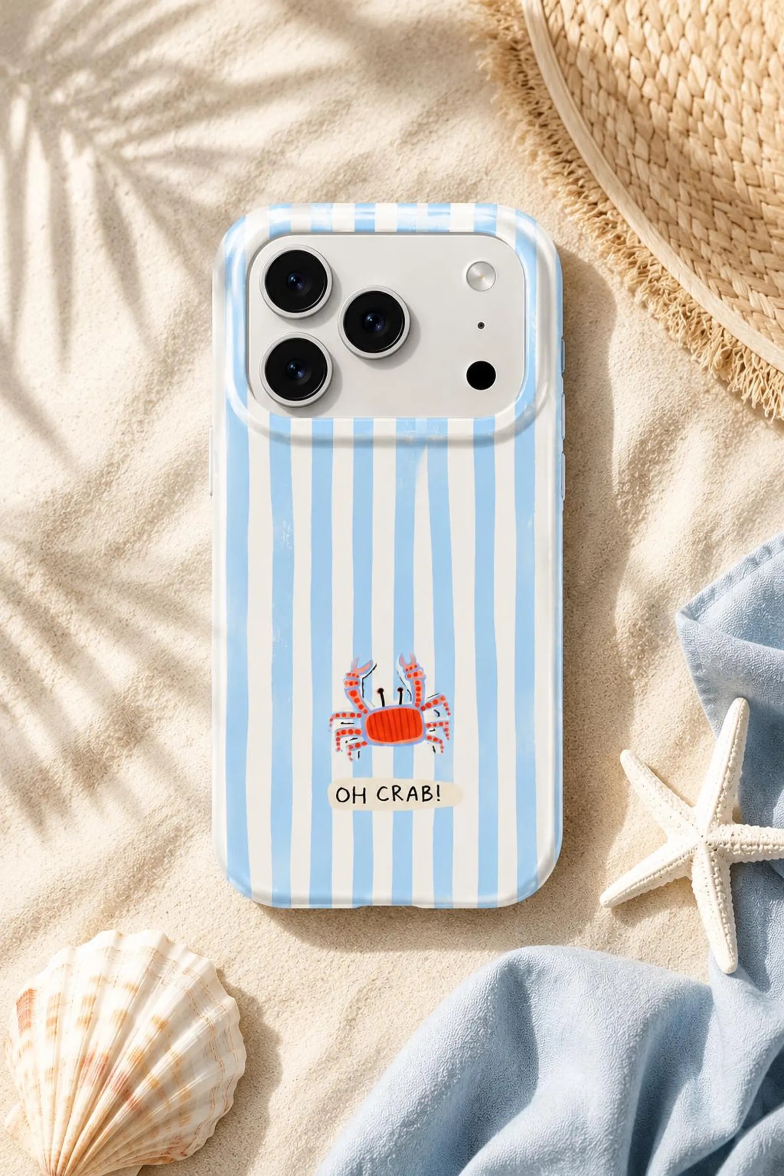 Oh Crab! Striped Beach Phone Case