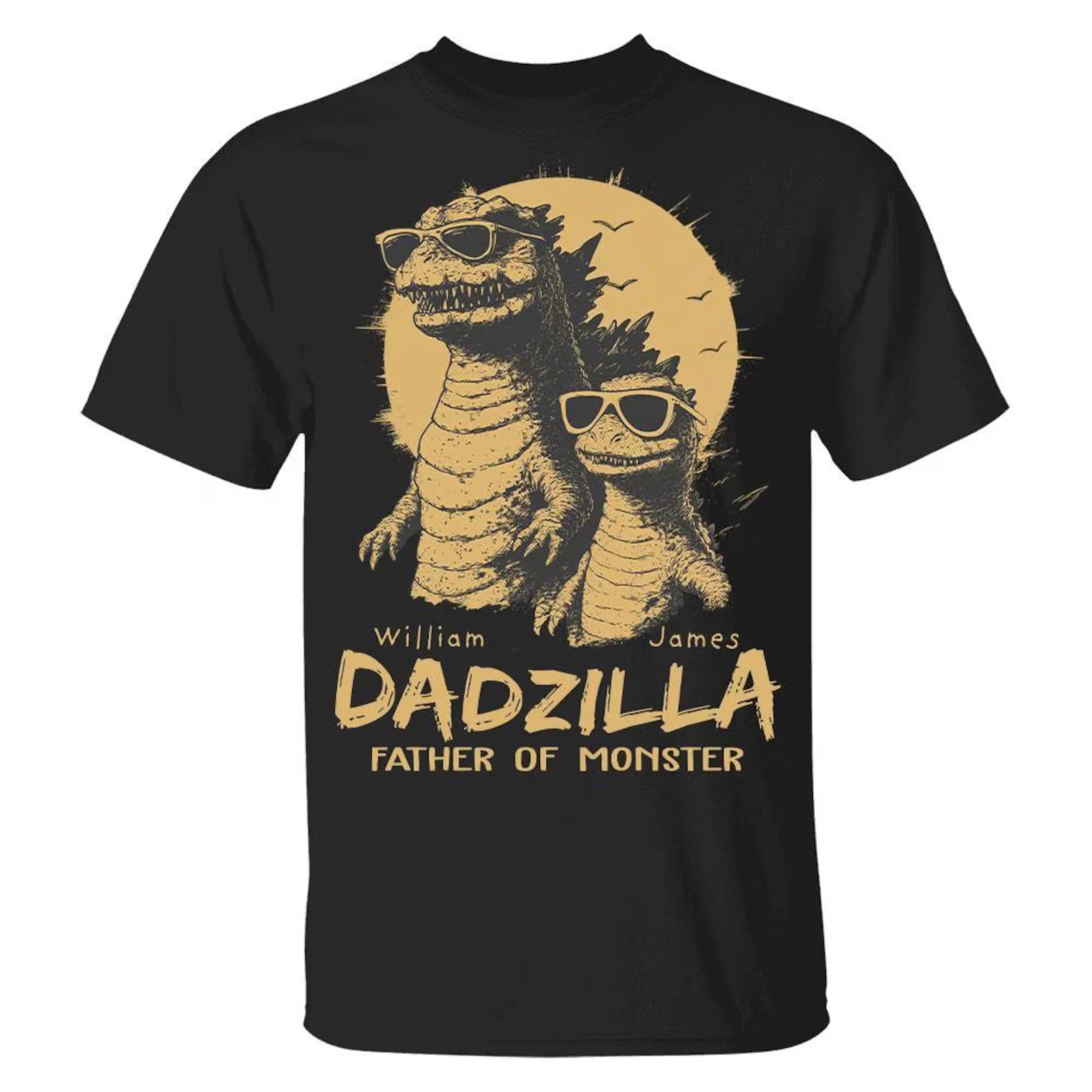 Personalized Dadzilla T-Shirt Father Day Gifts for Dad Funny Papa Tshirt Cool Daddy Dinosaur Tee