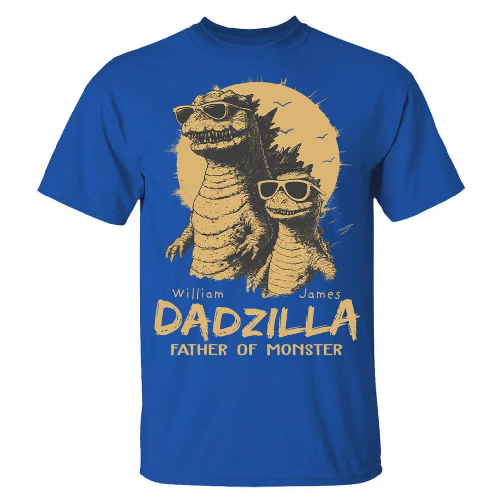 Personalized Dadzilla T-Shirt Father Day Gifts for Dad Funny Papa Tshirt Cool Daddy Dinosaur Tee