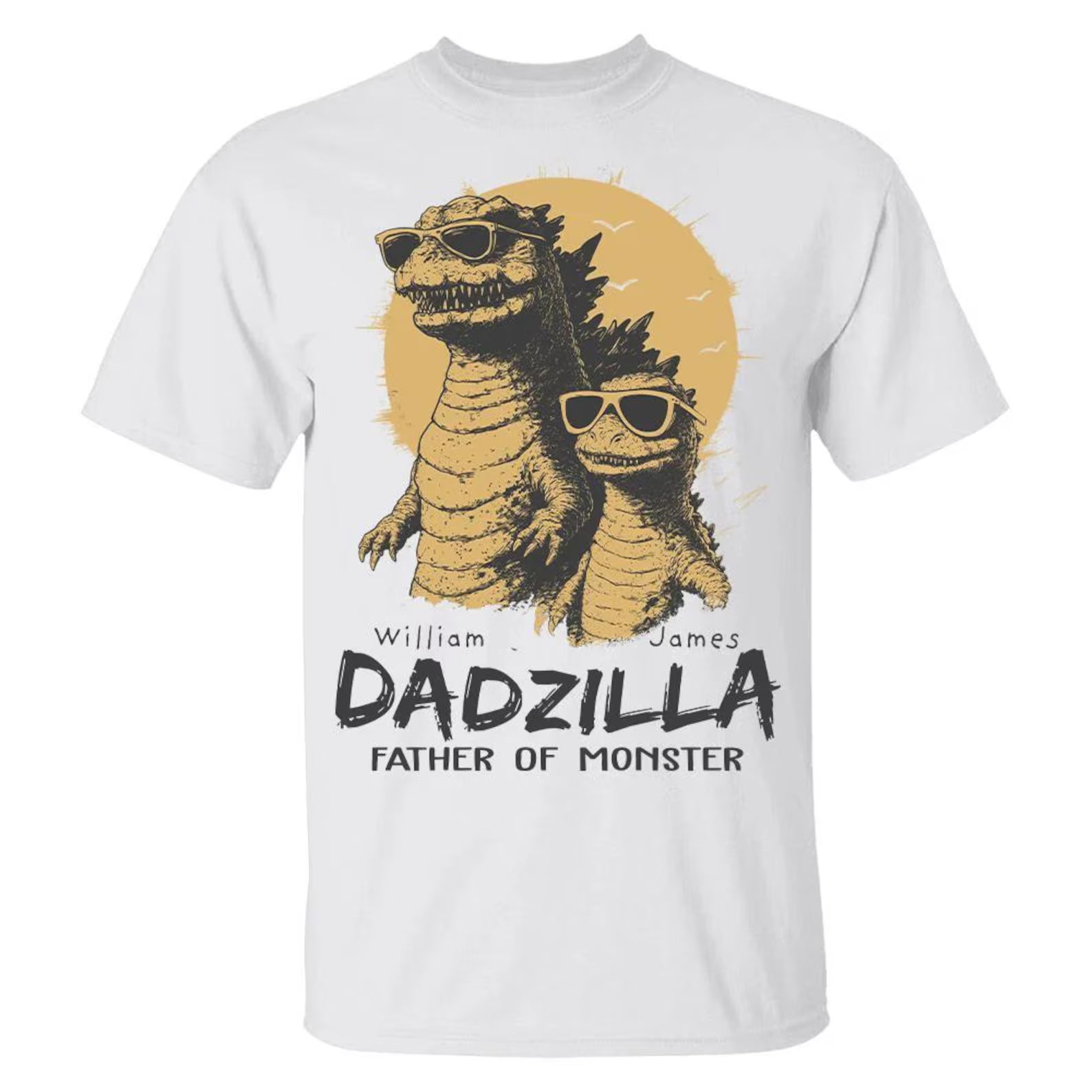 Personalized Dadzilla T-Shirt Father Day Gifts for Dad Funny Papa Tshirt Cool Daddy Dinosaur Tee