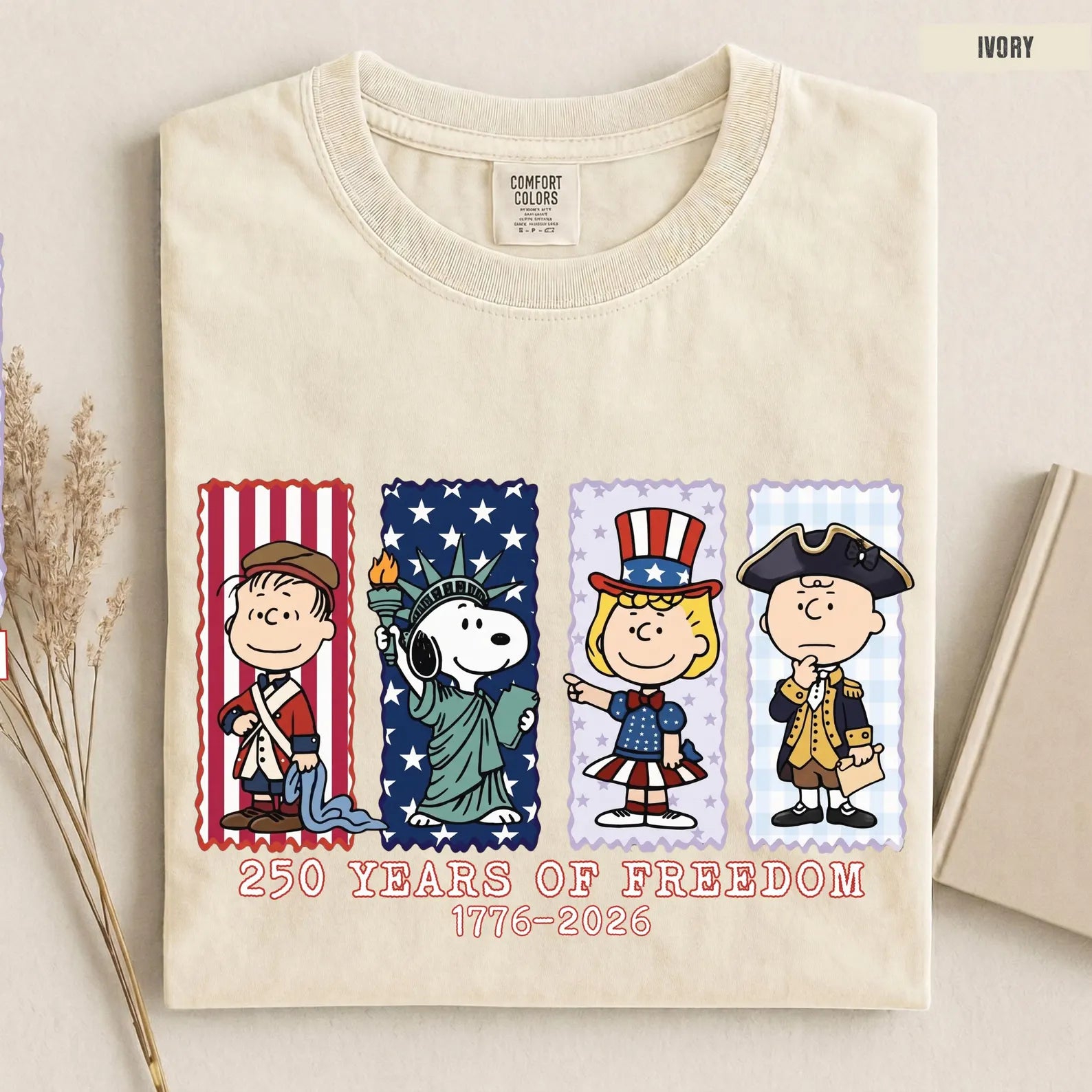 Patriotic 250 Years of Freedom Graphic T-Shirt, Vintage Americana Celebration Tee