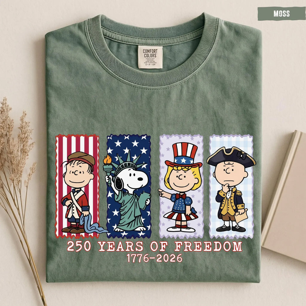 Patriotic 250 Years of Freedom Graphic T-Shirt, Vintage Americana Celebration Tee
